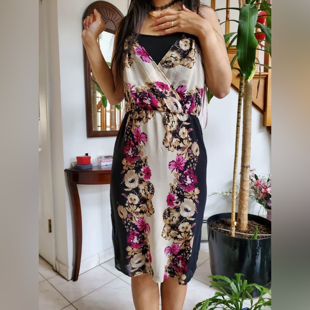 Floral print chiffon cocktail dress contemporary
